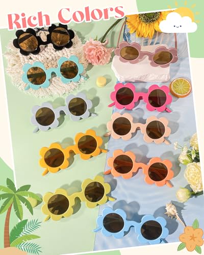 Pibupibu 10 Pack 5.71'' Flower Sunglasses Adult Bulk, Fun Cute Flower Glasses for Women Party Favors3