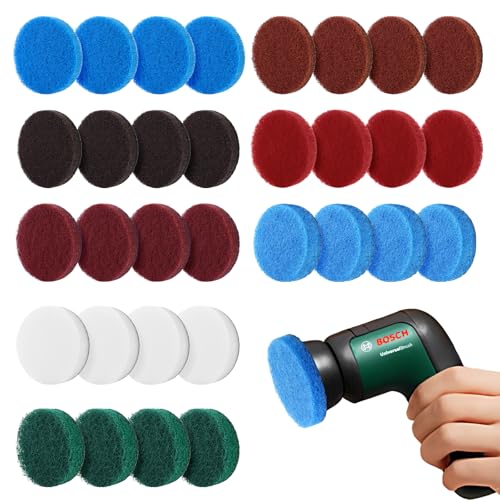32 Piezas Accesorio para Cepillo Universal para Bosch,Cepillo de Limpieza Compatibles con El Cepillo de Limpieza Bosch Home/Garden 6033,Almohadilla de Microfibra,Almohadilla de Fibra de Esmeril