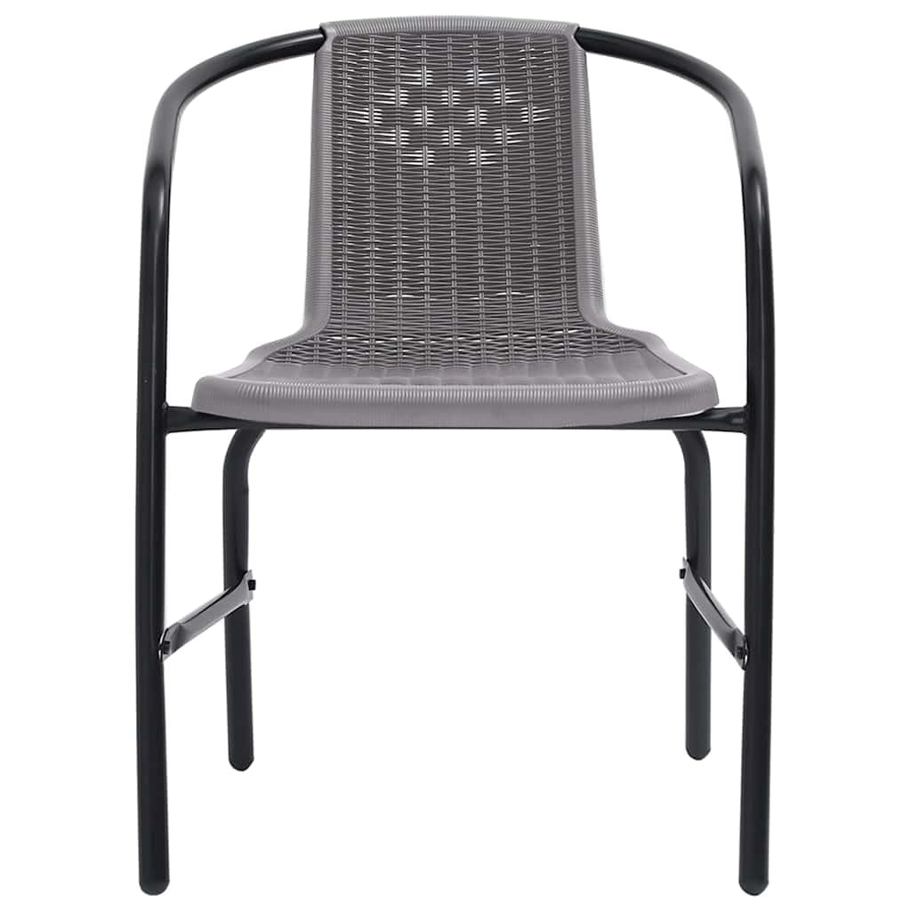 Set 2 Sedie da Giardino Impilabili Plastica Effetto Rattan Nero | Poltrone per esterno salvaspazio con struttura metallica, ideali per arredare balcone, terrazzo o zona relax nel patio.