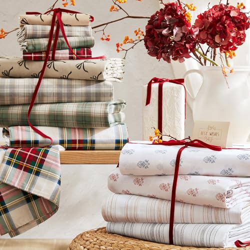 Comfort Spaces 100% Cotton Sheets Queen, Breathable, Naturally Cool Cotton Sheets, Soft Cotton Bed Sheets with 14" Elastic Pocket Fits up to 16" Mattress, All Seasons Sheet Set, Floral Blue 4 Piece