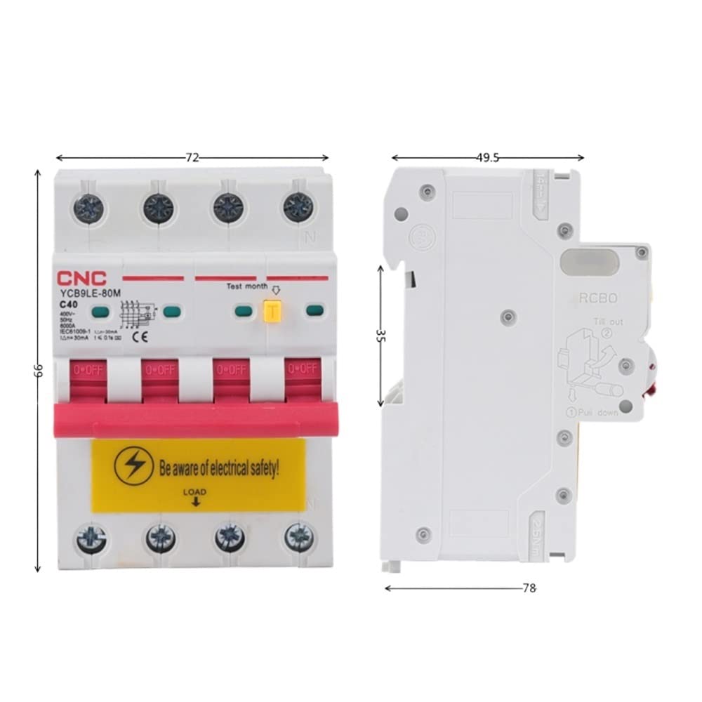 Interruttore Magnetotermico Differenziale Interruttore automatico a corrente residua 4P con protezione da e perdita 230v30mA 6-80A(63A)