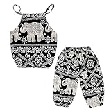 Baby Girls Boho Elephant Tops Harem Pants 2 Piece Outfits Black 120
