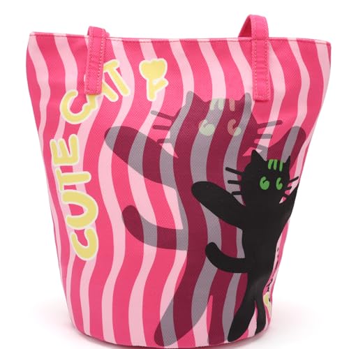 Image of Shoulder Bag for Women, Cotton Canvas Bucket Bags Tote Purse Cute Crossbody Bag Designer Ladies Handbags