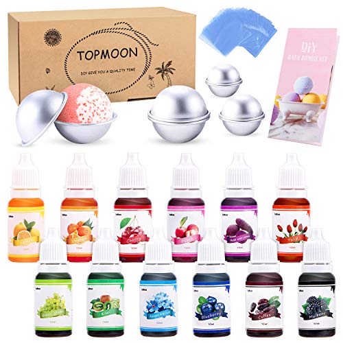 Bath Bomb Kit, with Soap Colorant, Bath Bomb Mold Set and Skin Safe Food Grade Soap Dye for Bath Bomb Making Kit, Soap and Any DIY Crafts Coloring - with Instructions