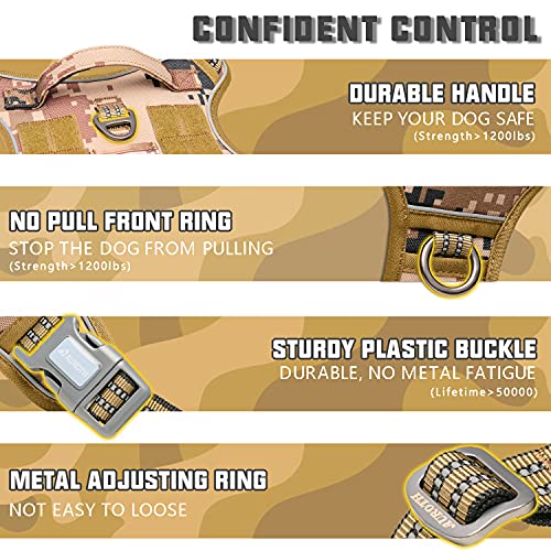 Auroth Tactical Dog Harness For Small Medium Dogs No Pull Adjustable Pet Harness Reflective K9 Working Training Easy Control Pet Vest Military Service Dog Harnesses Desert Camo M #TOP2