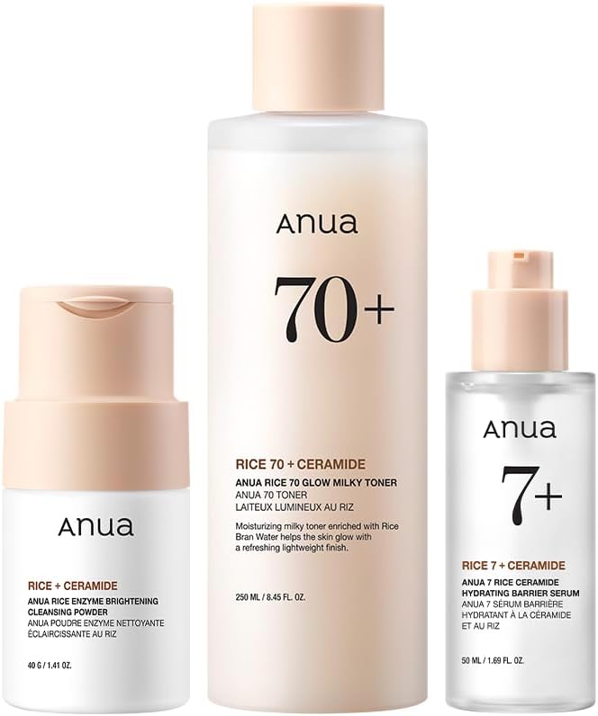 Amazon.com : Anua Rice Trio Set : Rice Cleansing Powder & Milky Toner ...