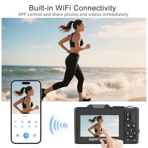 Image of FLATIC 5K Digital Camera, 75MP Cameras for Photography with WiFi & 64GB TF Card, Autofoucs Vlogging Camera for YouTube with 180 Flip Screen, Vlog Camera Kit for Beginner, Teens