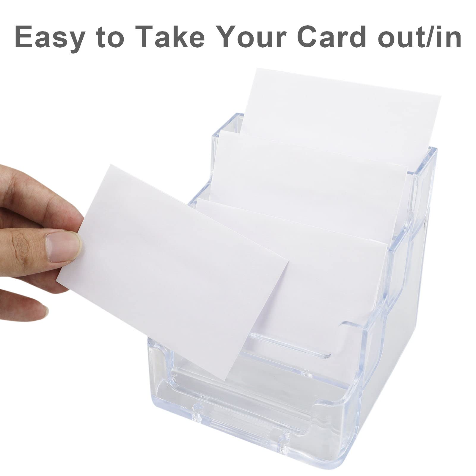 2 Piezas soporte tarjetas visita, Soportes para Tarjetas, Titulares de Tarjetas de Negocios Tarjetero de Acrílico Transparente, 4 Compartimentos