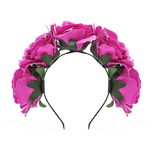 DreamLily Women's Fascinators Rose Floral Hairband Wedding Wreath Crown BC11(Pink)