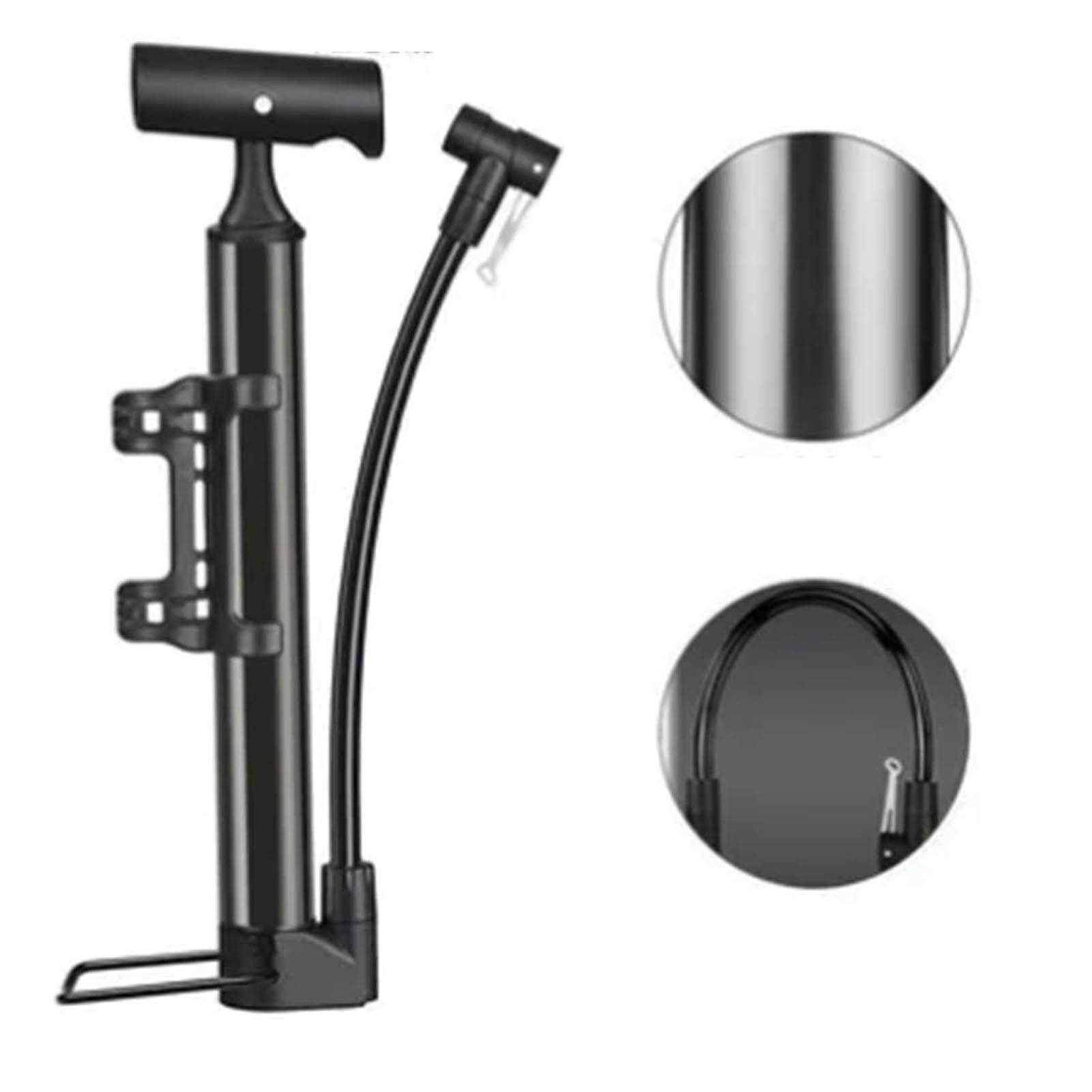 Bike Pump, Aluminum Alloy Portable Mini Black Bike Tire Pump Floor Pump for Mountain Bikes, Suitable for a wide range of mountain bikes and road bikes, city bikes, strollers,