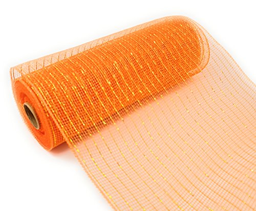 Halloween 10" x 10yds Deco Mesh Metallic Ribbon Rolls (Spooky Purple, Pumpkin Orange, Spider Black)