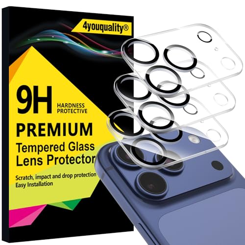 4youquality [3-Pack Camera Lens Protector for iPhone 17 Pro (6.3-Inch) 9H Tempered Glass [LifetimeSupport][Case-Friendly][Anti-Scratch][Does Not Affect Night Shots]