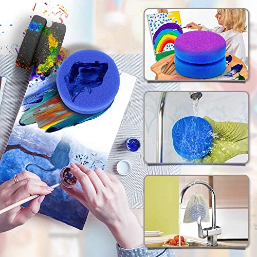 Paint Sponge Applicator,Circular Painting Sponges Blue and Black Round