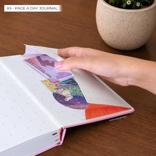 Image of NEORAH -A5 DOTTED | 368 Pages - 110 Gsm |PAGE A DAY JOURNAL (21x14.8 cm)-Hardcover Dot Grid Notebook |Back Pocket |3 Silk Book Mark - Completely HANDMADE for Journaling,writing- LAVENDER