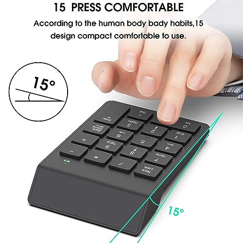 Image of NOOX Wireless Number Pad, Numeric Keypad Numpad Laptops Desktop Computer Accessories, Compatible with Chromebook Notebook EliteBook MateBook - 10 Key USB Keypad Office Essentials