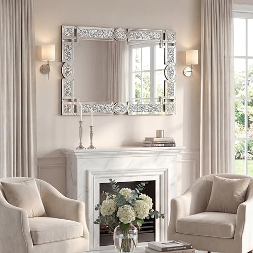 Image of Bathroom Vanity Mirrors for Over Sink, 30x46 Inche Bedroom Mirrors for Wall, Wall Mirrors Decorative for Living Room, Decorative Mirror for Decor, Entryway Wall-Mounted Mirror