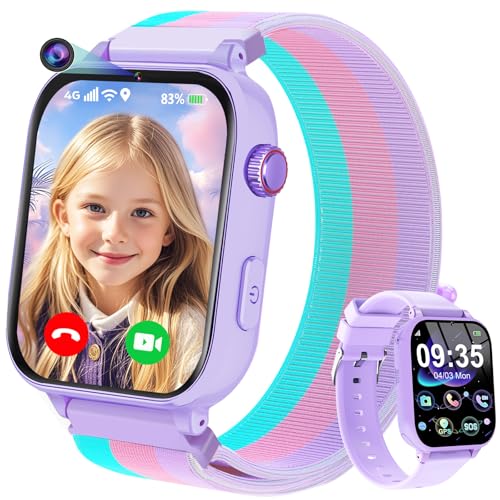 Reloj Inteligente 4G Niños con Videollamadas y GPS, Violeta