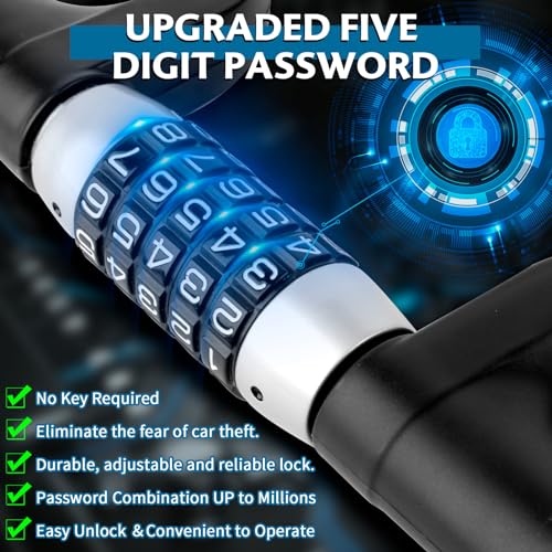 OPL5 Car Steering Lock Anti-Theft Device,Multiple Password High-Security Vehicle Lock, Adjustable Heavy-Duty Protective Retractable Universal Steering Lock for Cars, SUVs, Trucks