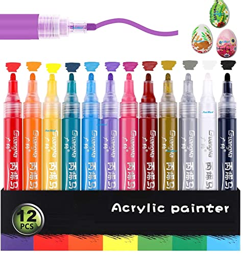 Image of FunBlast Acrylic Marker Set - 12 Thick Point Water Based Paint Pens For Diy Multicolor Marking
