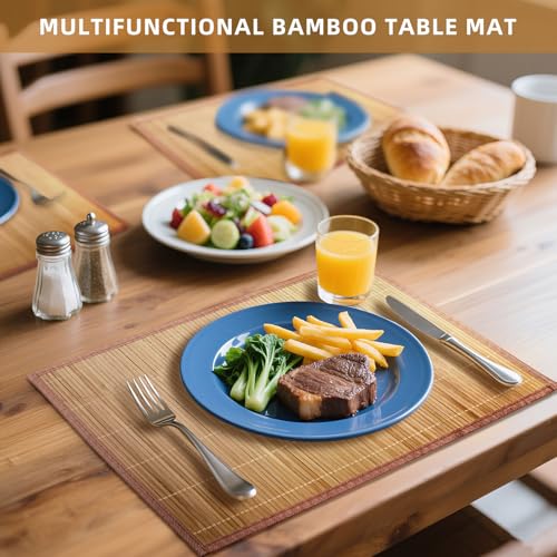 Piuluvor® 4 Stück Tischset aus Bambus, 45 × 30 cm Platzdeckchen Bambus, Hitzebeständige Platzset, Waschbar, Aufrollbar, für küche Speisetisch