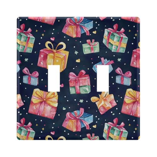 UMIRIKO Christmas Presents Bows Ribbons Light Switch Cover Plate Covers Decorative Double Toggle Home Decor 202b7041