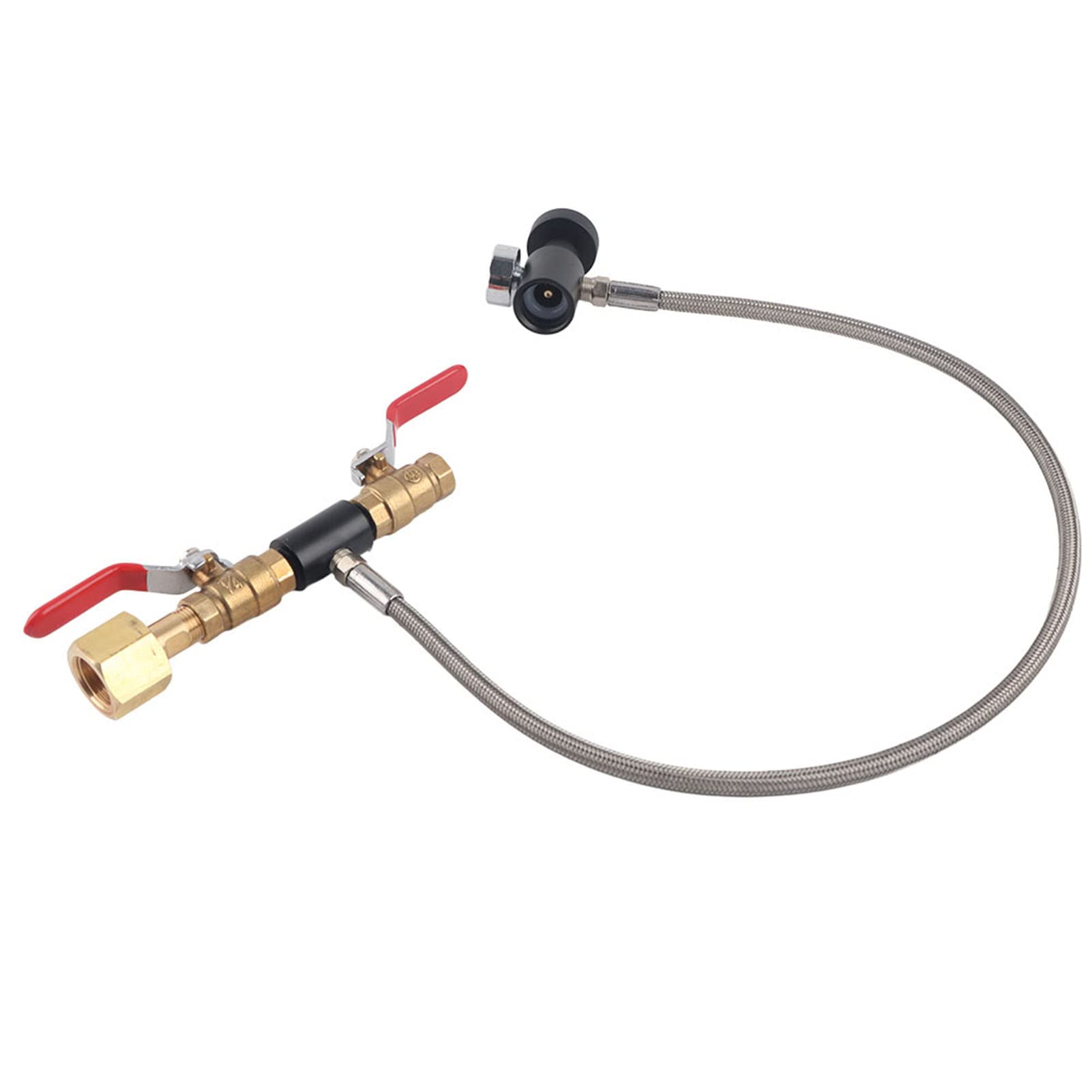 Adattatore di Ricarica per Serbatoio CO2 con CGA320, per Bombola di Soda, 2 Valvole On-off, 3000 Psi, Tubo in Acciaio Inossidabile da 24 Pollici 36 Pollici,