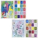 Set di pittura ad acquerello con spostamento forestale, set di 40 colori che cambiano colore, set di colori ad acquerello metallizzati scintillanti, tinta unita, stile matisse e rococò