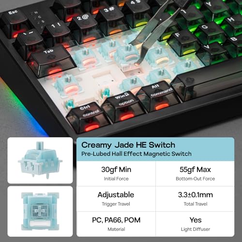 Image of EPOMAKER HE108 Wireless Gaming Keyboard, 8K Polling & 10000mAh, SOCD & DKS, Full-Sized Hall Effect Keyboard with Rapid Triggering, Custom Driver, RGB Backlit, PBT Keycap (Black)