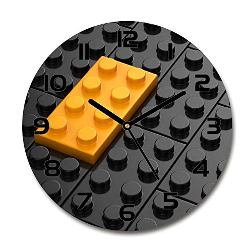 Tulup Reloj De Pared De Vidrio Redondo 30cm Silenciosa Grande Original Moderno Decorativo Manecillas Negras - Piezas De Lego