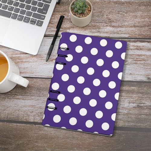 Carnet de notes A5 rechargeable écriture école affaires cuir violet à pois - 4