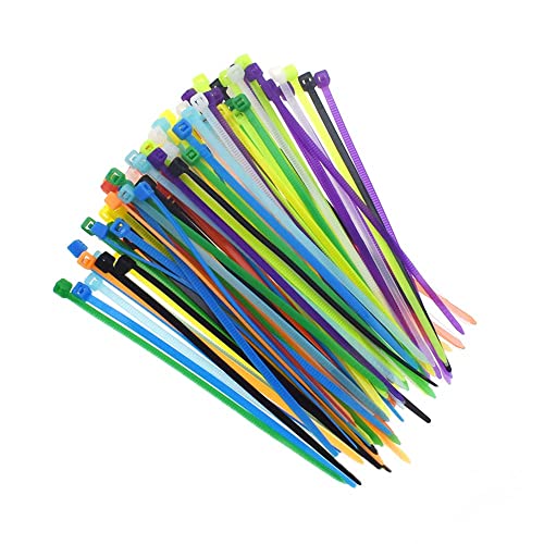 RELAND SUN 100pcs Nylon Zip Ties 2.5x100/150/200mm Cable Ties in Assorted Color Nylon Self-Locking Wire Ties (2.5x200mm,Colorful)