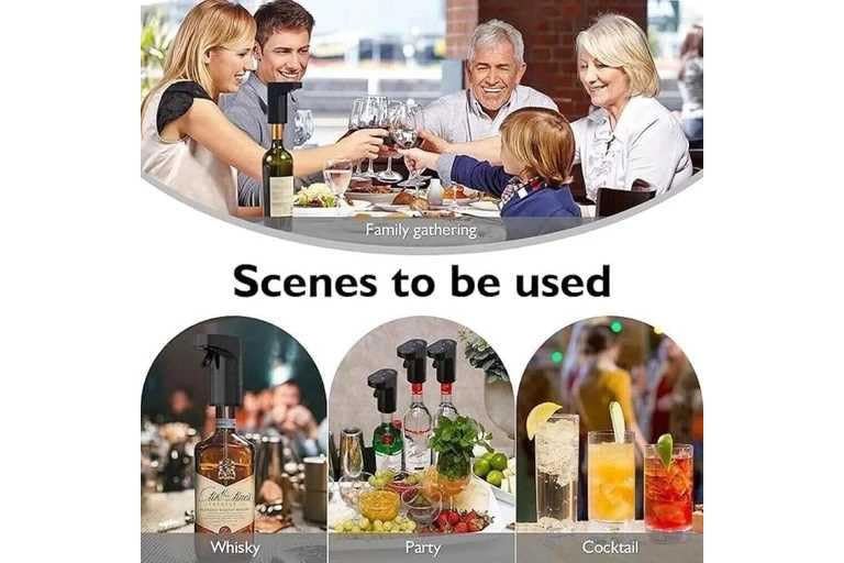 Image of Smart Quantitative Wine Dispenser with Touch Screen, Automatic Electric Pourer, Adjustable 1-99ml Digital Display, Black, Modern Design (White)