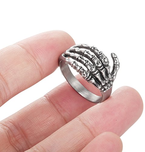 FIBO STEEL Stainless Steel Skull Rings for Men Women Vintage Gothic Ring Biker,Size 7-144