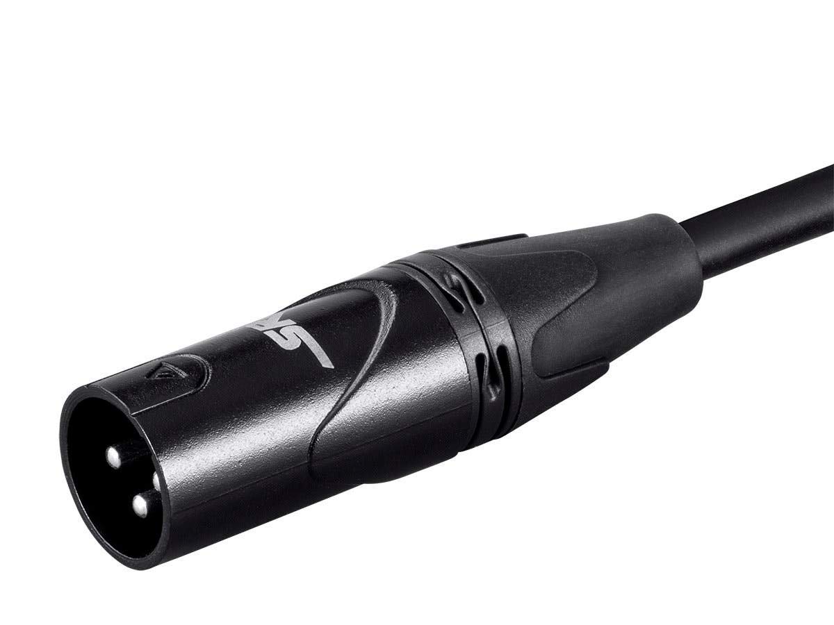 Monoprice Starquad - Cable de micrófono XLR macho a XLR hembra, 50 pies, negro, 24AWG, optimizado para audio analógico, contactos dorados, serie Stage Right