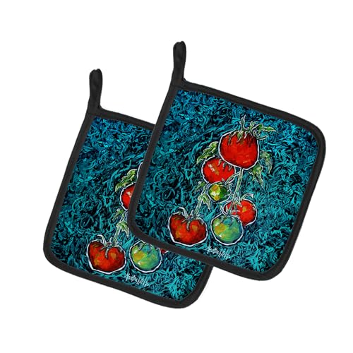 Caroline's Treasures Maters Tomatoes Pair of Pot Holders Kitchen Heat Resistant Pot Holders Sets Oven Hot Pads for Cooking Baking BBQ, 7 1/2 x 7 1/2