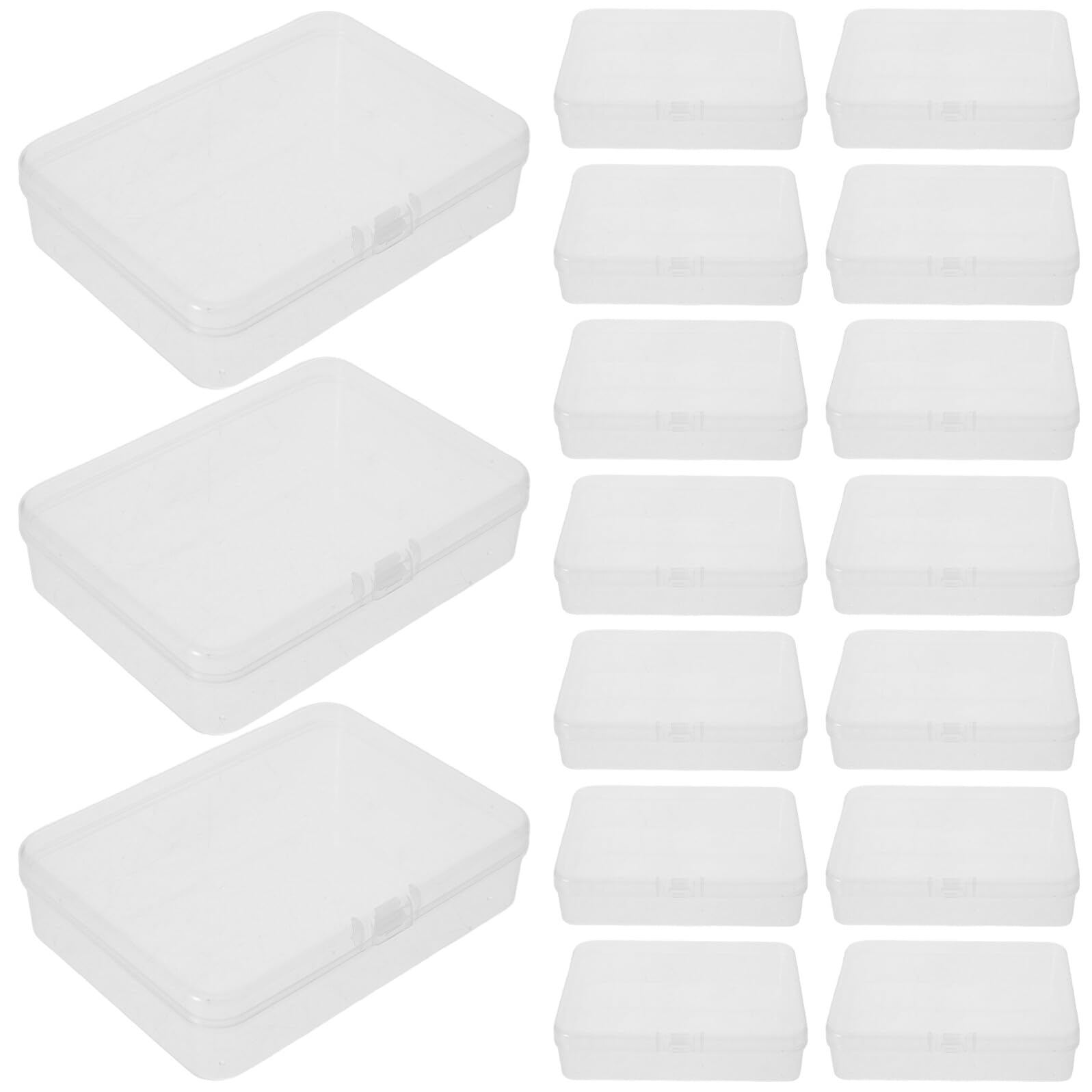 DECHOUS Contenitore Porta Pastelli Trasparente con Coperchio Set Impilabile da 24 Pezzi in Plastica Robusta per Organizzare Materiali Scolastici e Attività Didattiche per