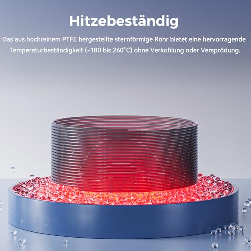 Creality Original PTFE-Teflonrohr mit geringem Widerstand in Sternform, 2 m, 3D-Drucker-Upgrade PTFE-Rohr Teflon-Zubehör-Ersatzkit, geeignet für K1, K2, Ender-Serie und andere FDM-3D-Drucker (2 m)