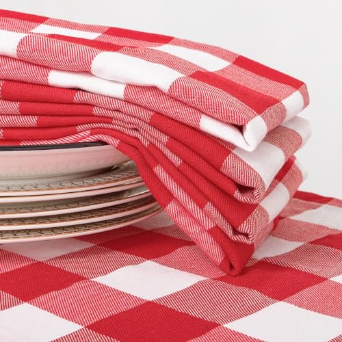 Servilletas de tela cuadradas DUOBAO 20x20 pulgadas rojas y blancas miniatura 4