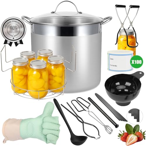 Comparison: Best Pot For Canning 10 HOMKULA Stainless Steel Canning Pot with Rack and Lid, Large Water Bath Canner, Full Home Canning Supplies Starter Kit (20.5 Quarts, Black)