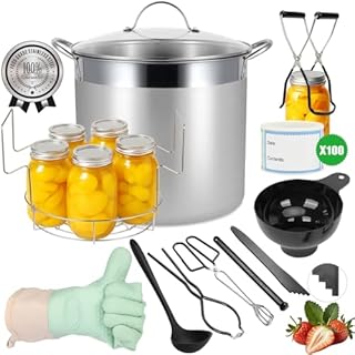 HOMKULA Marmite à Conserves en Acier Inoxydable avec Grille et Couvercle – Grand Stérilisateur pour Bocaux – Kit Complet pour Débuter les Conserves Maison (Noir, 19 L)