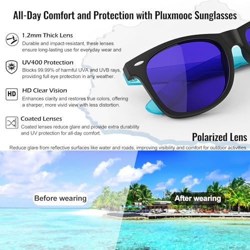Image of 4 Pack Polarized Sunglasses for Men and Women, Classic Black Frame with Colorful Temples, TAC UV400 Protection, Unisex Sunglasses for Driving Outdoor Use
