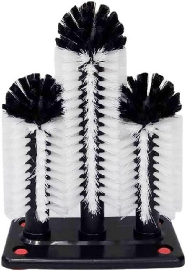 Suction Base Bottle Brush with 3 Detachable Heads for Sink, Bar Glass Cup Washer and Tall Vase Cleaner, Kitchen Drinkware Scrubber Tool