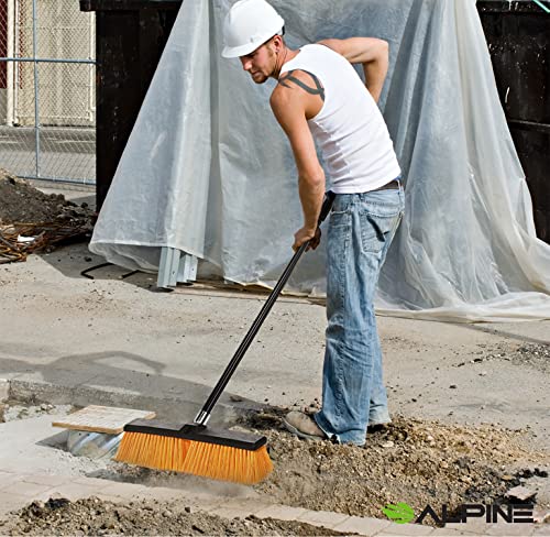 Alpine Heavy Duty Push Broom For Floor Cleaning Stiff Bristle Brush For Shop, Deck, Garage, Concrete For Indoor & Outdoor Sweeping Broom (Orange -24 Inches) #TOP7