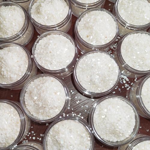 Image of GOMMO Mother of Pearl Crushed Flake 2oz Shell Inlay Supplies for Woodcrafts,Luthiers and Hobbies (White, Small)