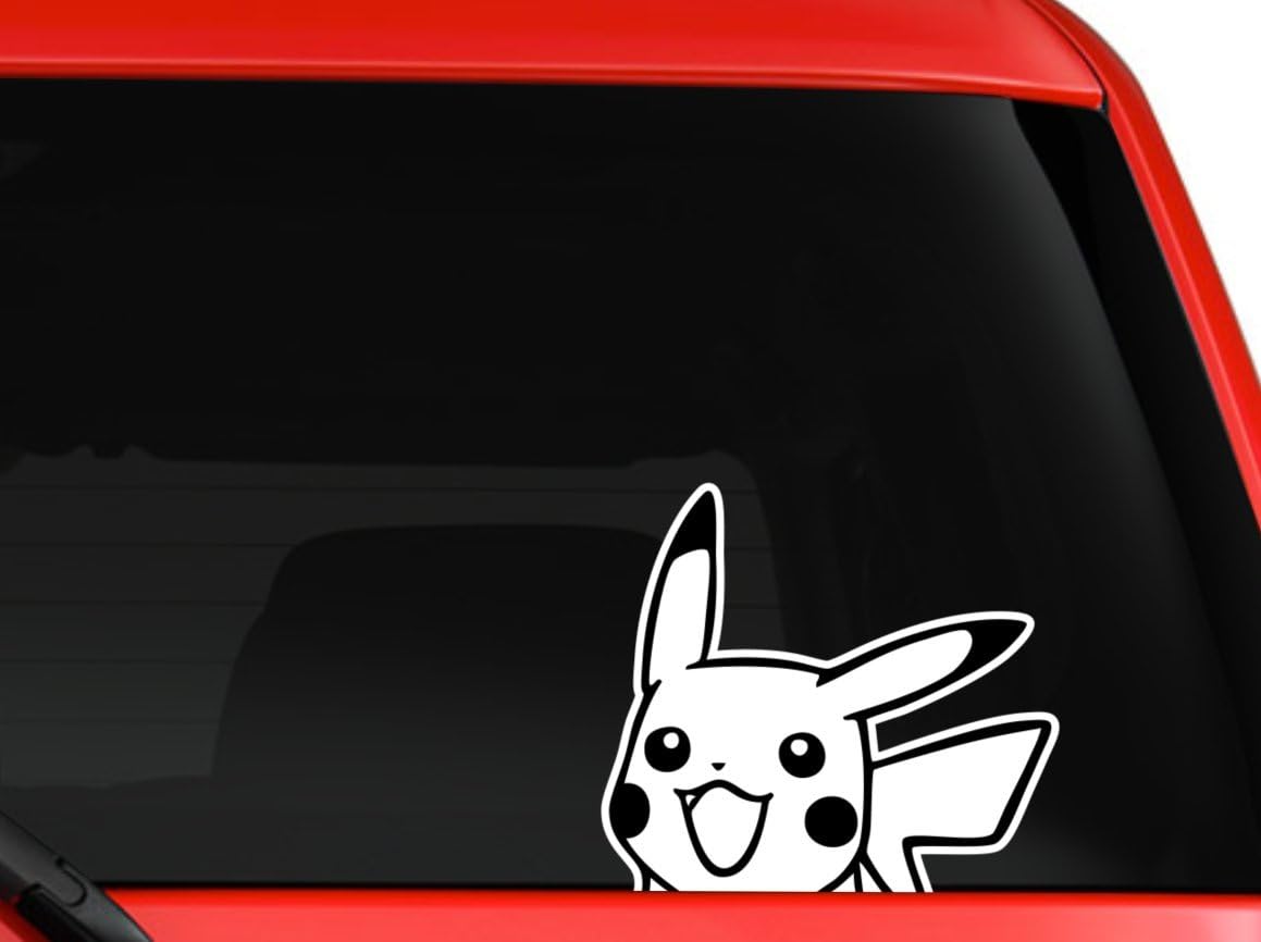 Signsorcerer Pikachu Cartoon Character Peeking Car Truck Window Vinyl Decal Sticker 6" inches (Pikachu)