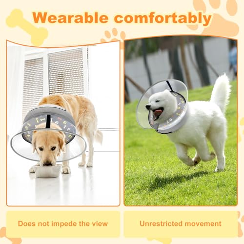 Image of Dog Cone Collar with Enhanced Anti-Licking, Inflatable Dog Cone After Surgery, Adjustable Size with Soft Padding for Small Medium Large Dogs - M+