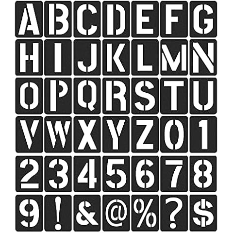 42 Pieces Reusable Letter Stencils, 4Inch Numbers Craft Stencils, Letter Painting Stencil, Number Templates for DIY, Wall, Wood, Glass, School Art Projects (Black) Cover