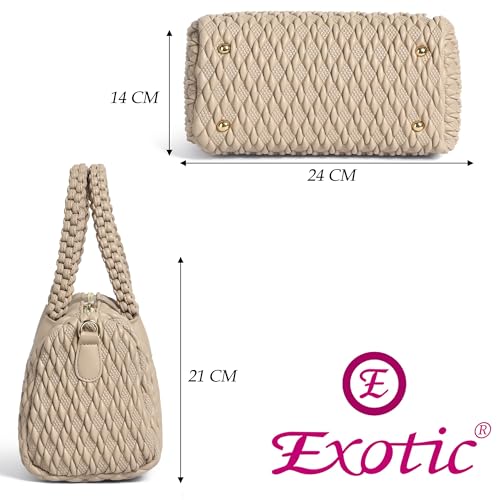 Image of EXOTIC Texture Braided Design Top Handle Handbag | Perfect For Gifts | Tranding Satchles Bag For Women