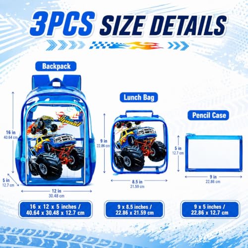 Image of KLFVB 3PCS Clear Backpack for Girls and Boys, Kids See Through Backpacks Stadium Approved, Transparent Bookbag for Elementary