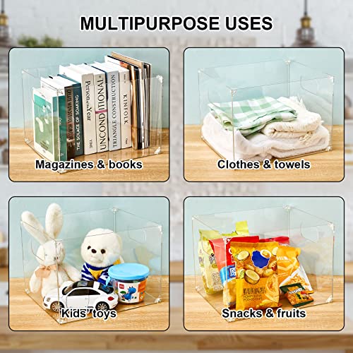 Weysat 2 Pcs Clear Acrylic Hanging File Box Organizer With Side Handle Portable File Folder Box Desktop File Holder For Letter/A4 File Acrylic File Organizer Storage For Office School Supplies #TOP6